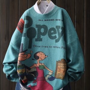 Sudadera con estampado de marinero, cuello redondo y manga larga casual para mujer