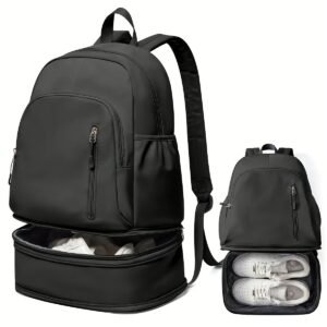 Mochila Negra Moderna y Fácil | Diseño de Gran Capacidad con Múltiples Compartimentos, Ideal para el Desplazamiento Diario y Viajes, Unisex, Ligera y Duradera, Perfecta para Estudiantes y Trabajadores de Oficina